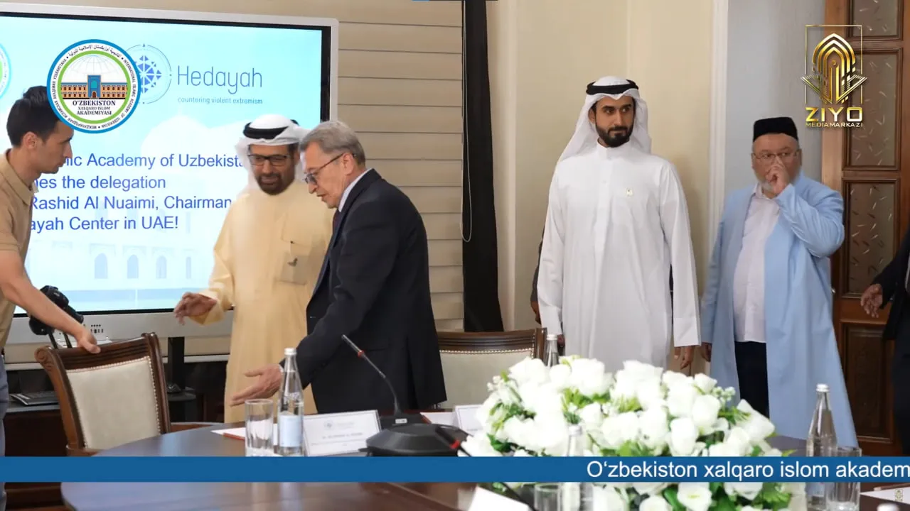O'zbekiston xalqaro islom akademiyasida Birlashgan Arab Amirliklarining "Hidoya" markazi delegatsiyasi vakillari bilan uchrashuv